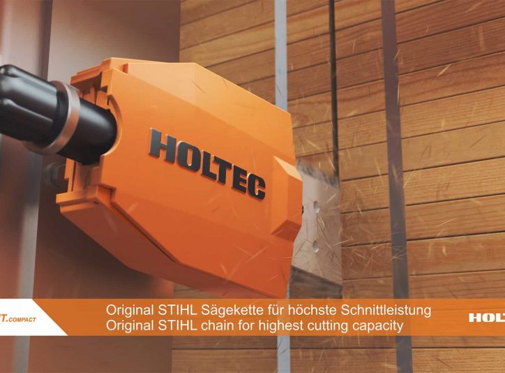 Produktanimation einer Paketkappsäge Holtec Holzverarbeitung
